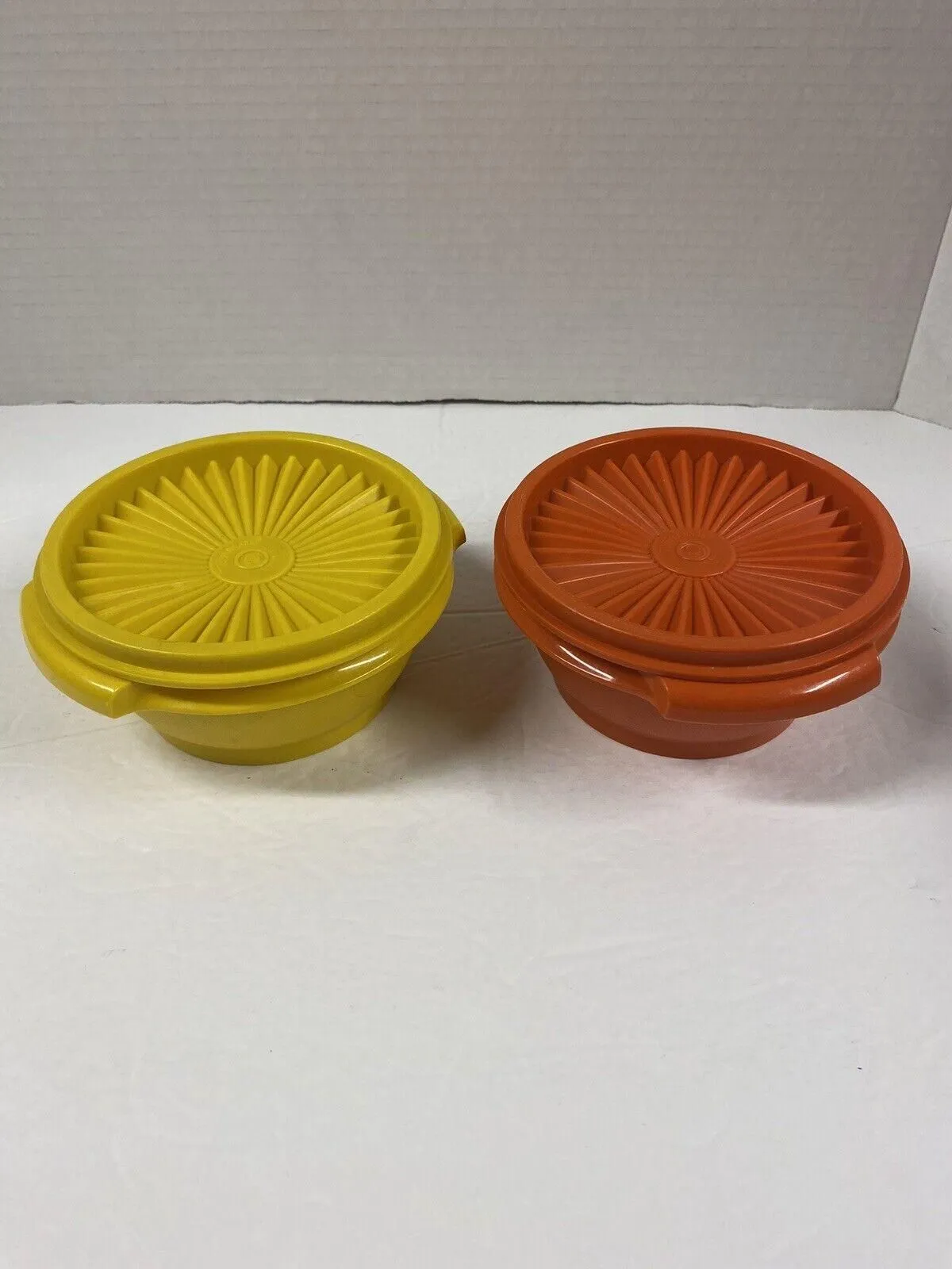 Product image for Vintage Tupperware 2 Small Servalier 1323 Autumn Harvest Colorway Bowls W Lids