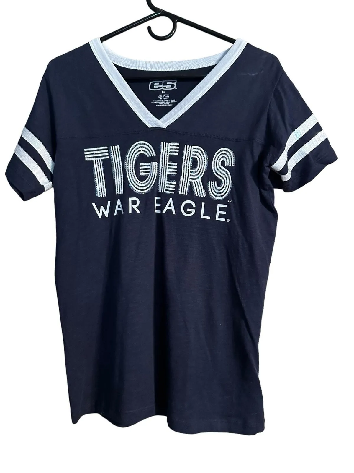 Product image for American Eagle Navy Shimmer Short Sleeve Shirt Size Medium - new-without-tags - E5