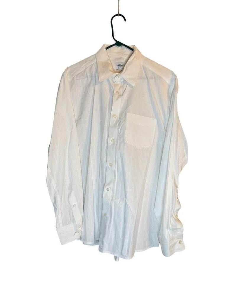 Product image for Old Navy Men's White Long Sleeve Button Down Dress Shirt Size Large - pre-owned---good - Old Navy