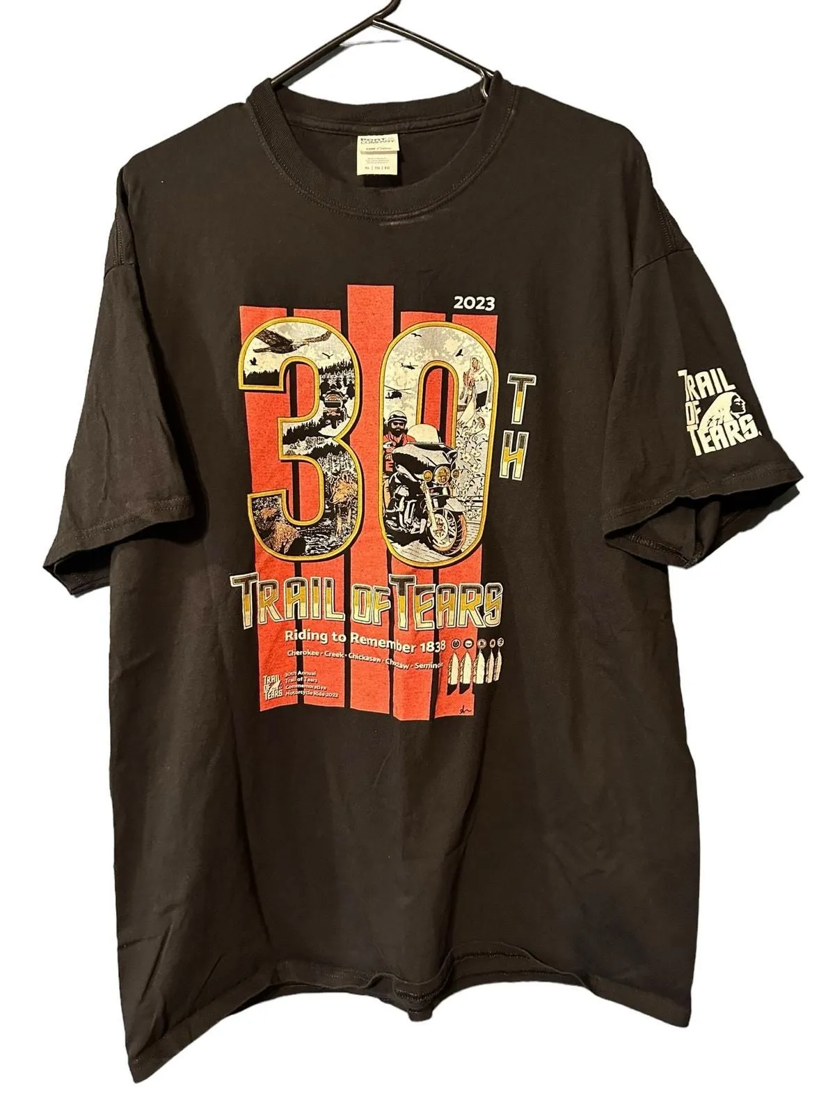 Product image for 2023 30th Trail of Tears Black T-Shirt Size XL - new-without-tags - Port and Company