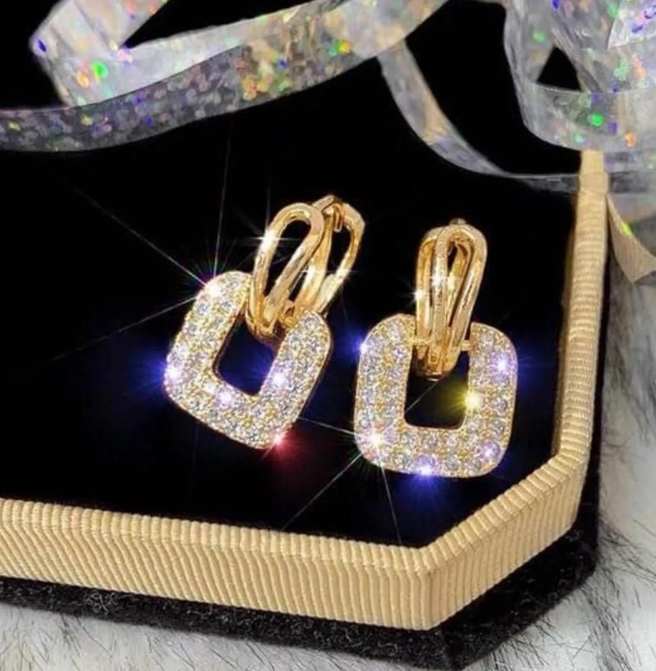 Product image for Earrings Dangle CZ diamond with free bubble bee stud earrings - new