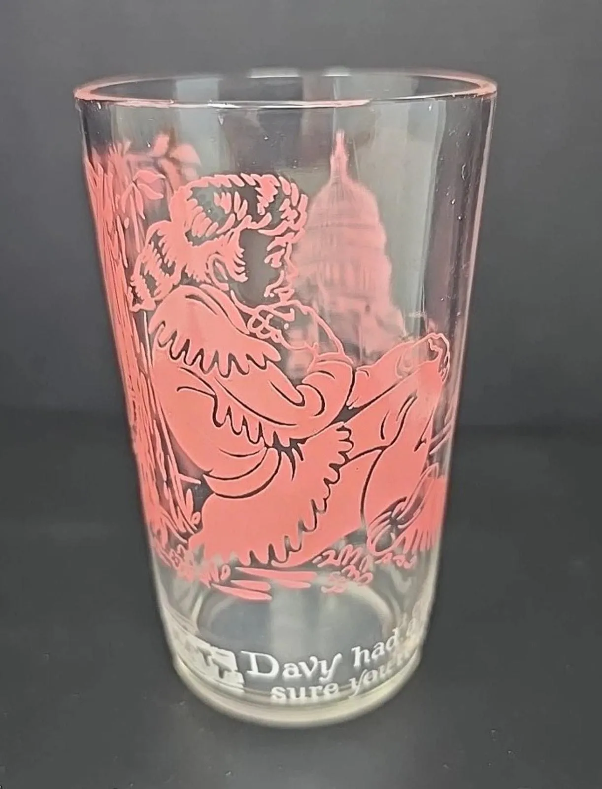 Product image for Vintage Davy Crockett Glass Pink Tumbler Approx. Size: 4-1/2" x 2 -1/2" U163/11
