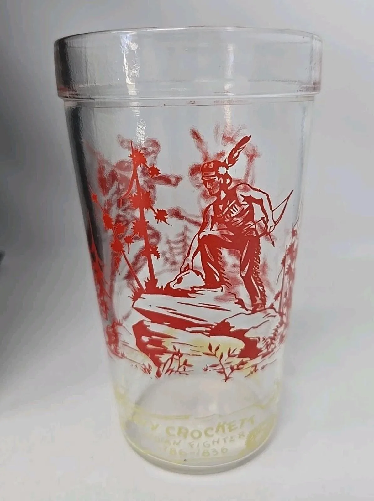 Product image for Vintage Davy Crockett Glass Red Tumbler Approx. Size: 5-1/2" x 3 -1/4" U163/7