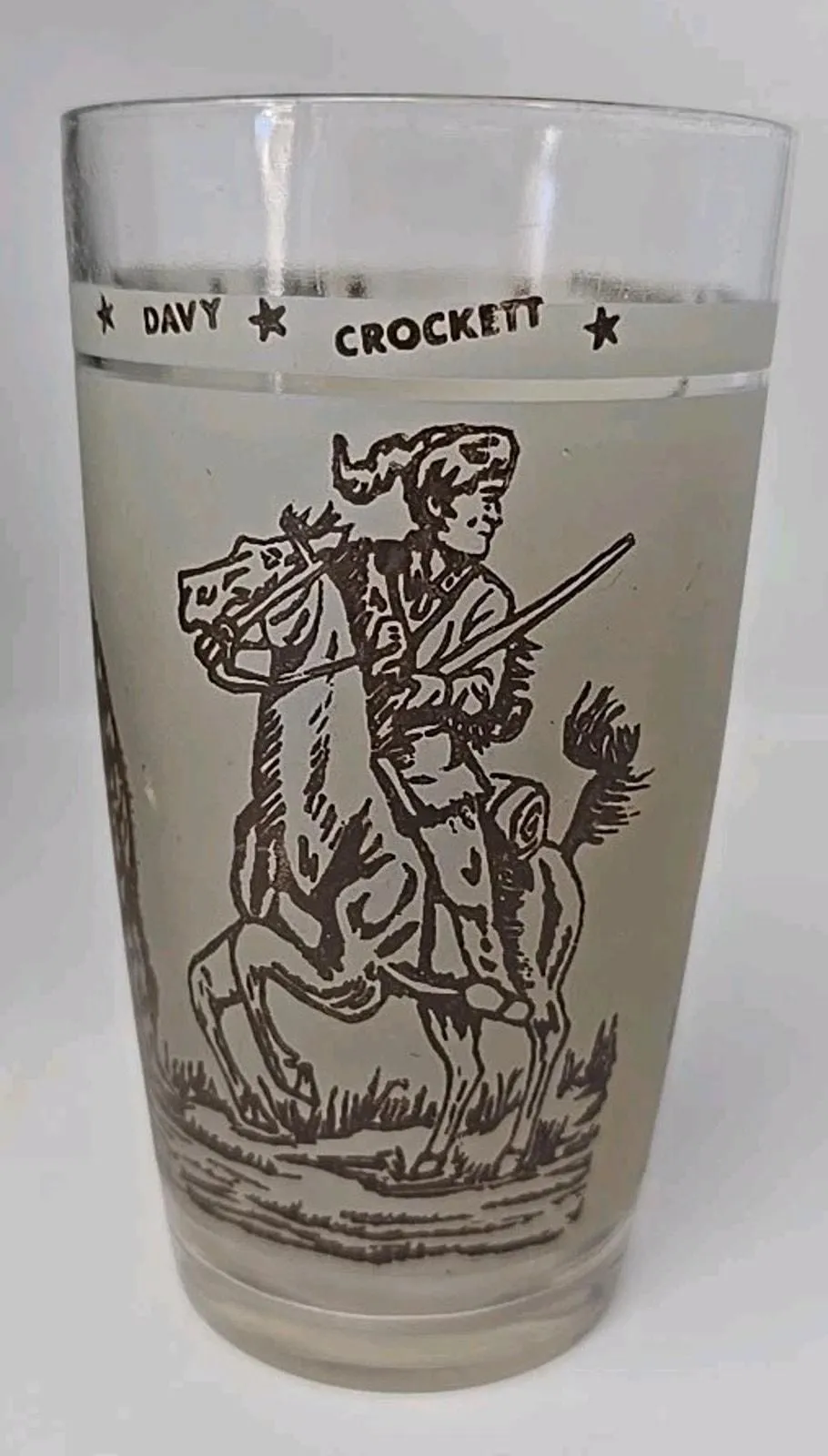 Product image for Vintage Davy Crockett Glass Brown Tumbler Approx. Size: 5" x 2 -3/4" U163/5