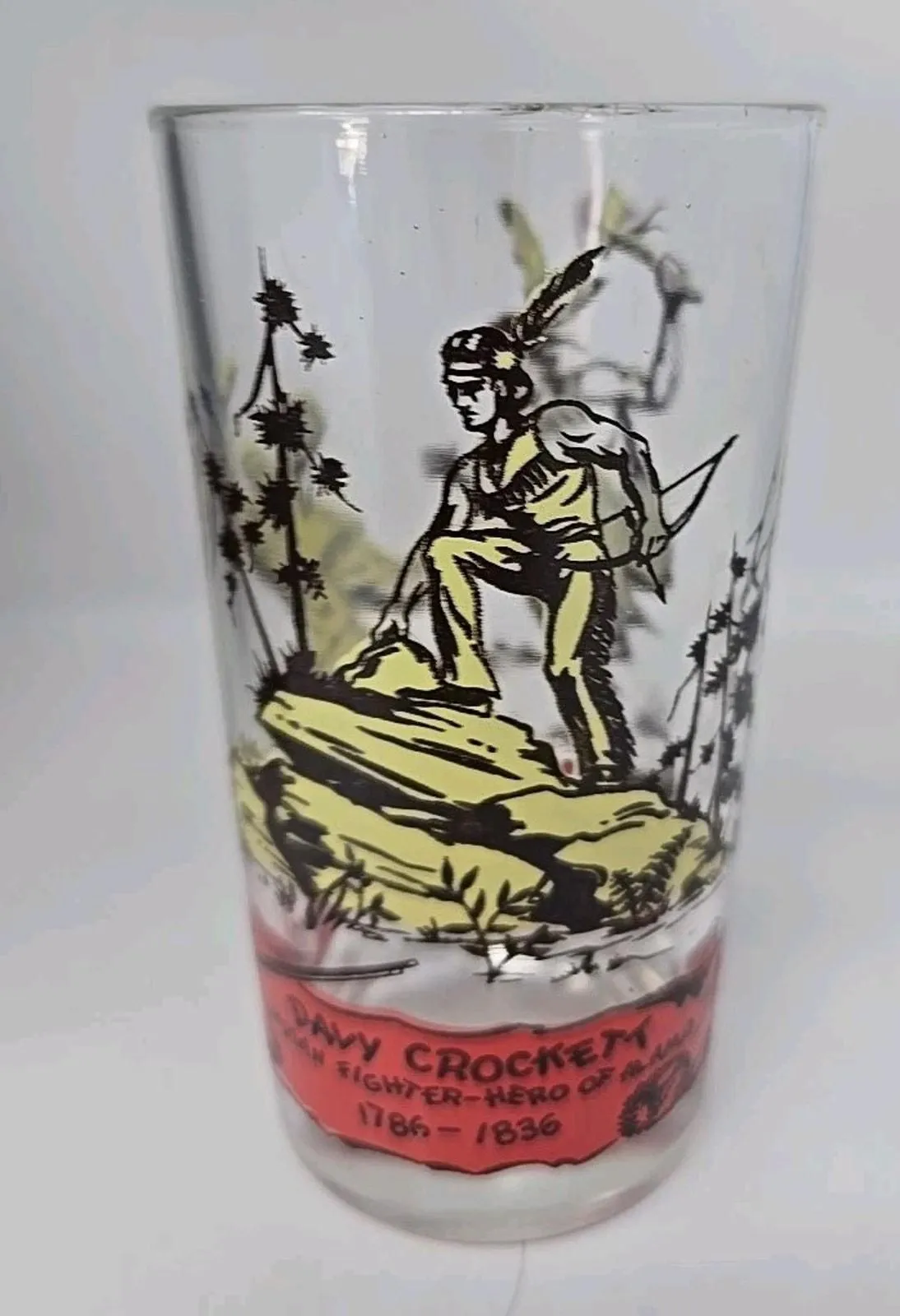Product image for Vintage Davy Crockett Glass Yellow Tumbler Approx. Size: 5" x 2 -3/4" U163/4