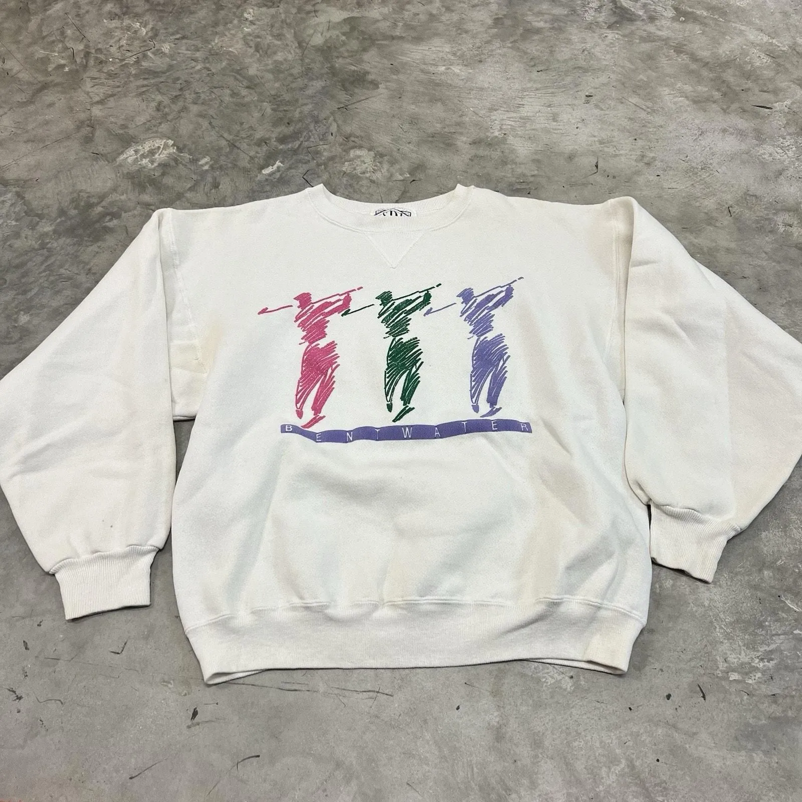 Product image for Rare Bentwater Mens Sweater Large White Knit Golfer USA Vintage Golfing - Unbranded