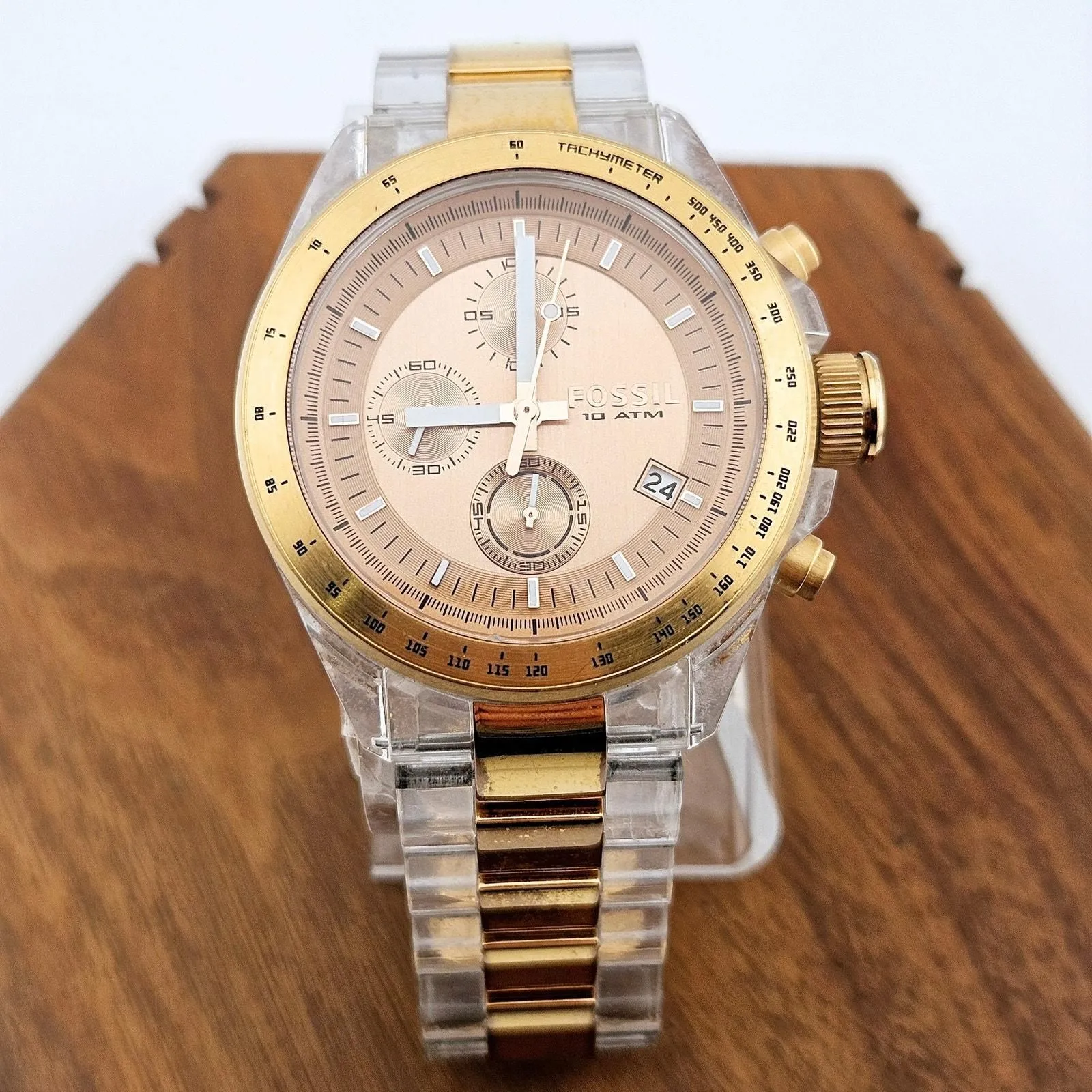 Product image for Fossil Decker Rose Gold Clear Plastic Women's Ladies Watch CH2680 - pre-owned---good