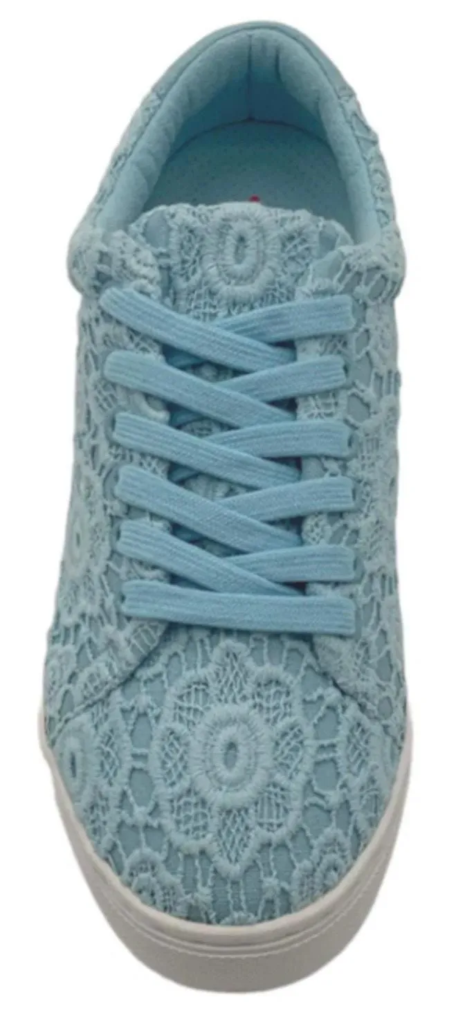 Product image for NEW Isaac Mizrahi Crochet Lace-Up Sneakers - Sky Blue - Women's 8M - new - Isaac Mizrahi