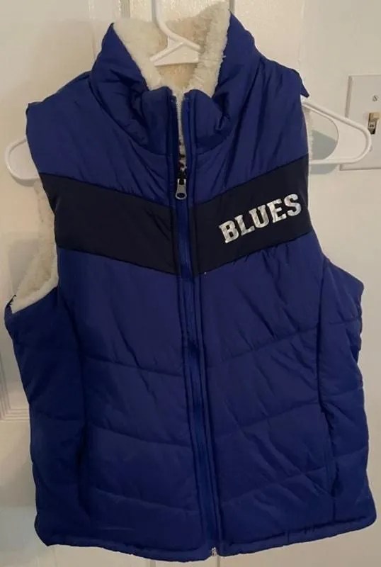 Product image for NWOT NHL Reversible Puffer Vest Sherpa - St. Louis Blues Women's Medium - NHL