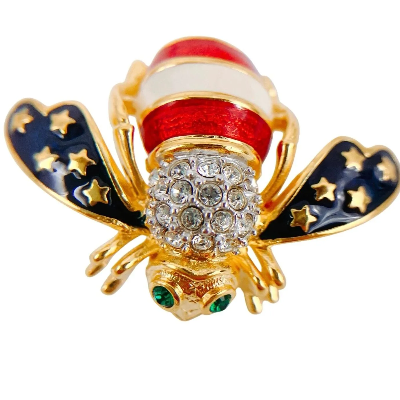 Product image for VTG Signed Joan Rivers Rhinestone Bee Brooch Pin Red White Blue Enamel Americana - pre-owned---good