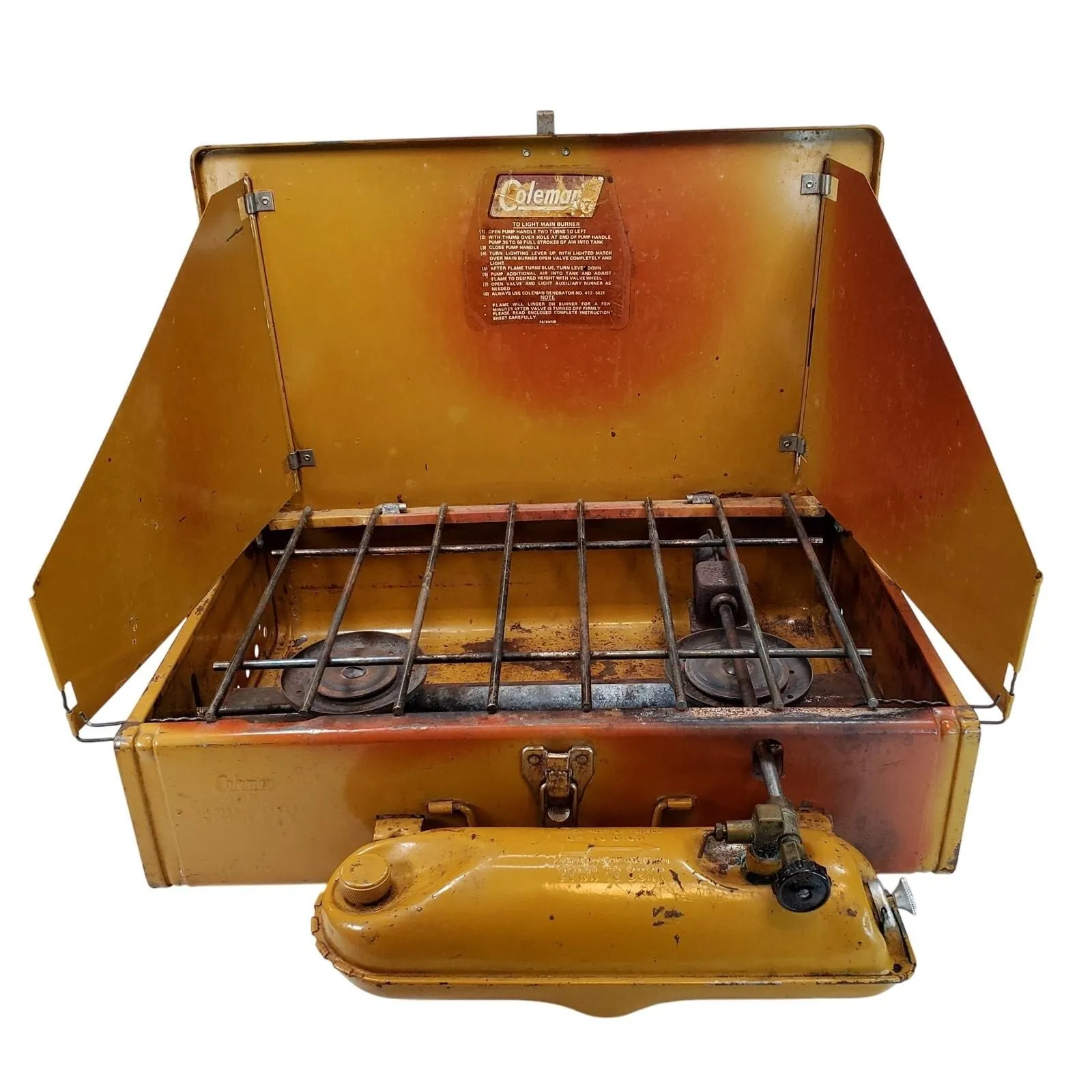 Product image for Rare Vtg Coleman Yellow 425E Camping Stove Gold Bond 1972 May Campcore Gorpcore