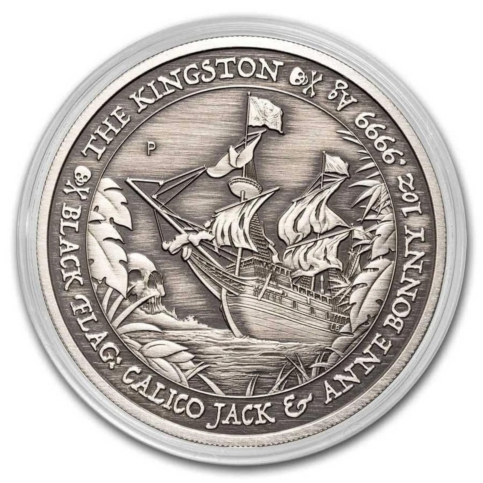 Product image for 2024 Tuvalu Black Flag The Kingston Antiqued 1oz Silver coin in capsule 0.9999 - Coins, non-U.S. currency