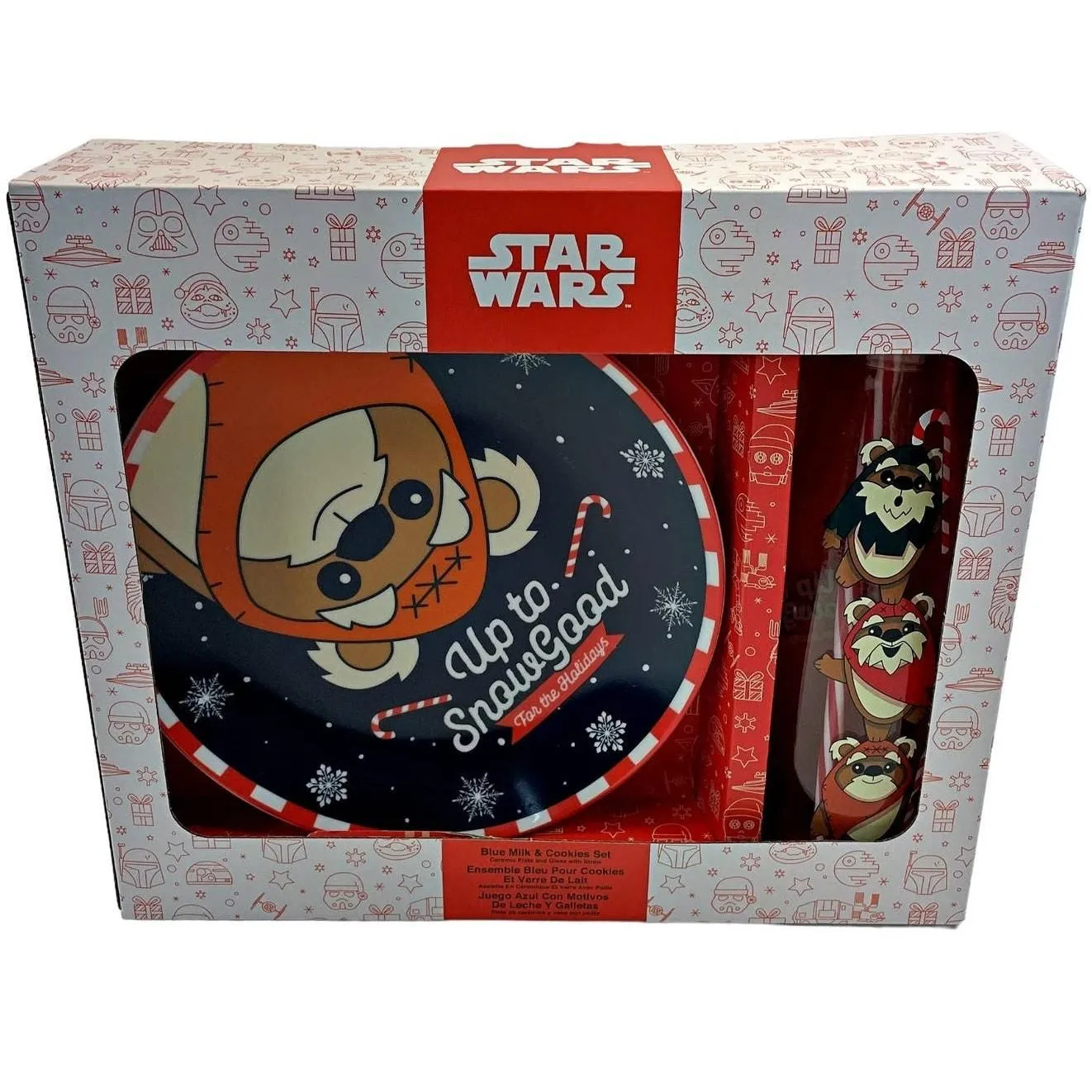 Product image for Star Wars Up to Snow Good Santa Blue Cookie Plate and Milk Glass