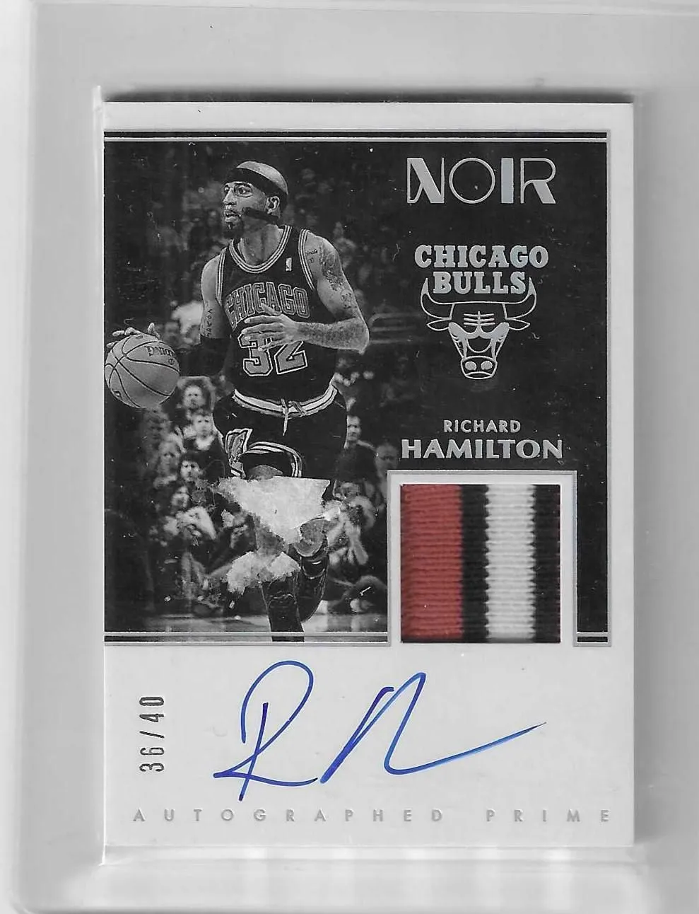 Product image for 2019-20 Noir Richard Hamilton #36/40 Patch Auto--Bulls - Basketball - Autographed, Patch, 36/40 - Panini - Richard Hamilton - Noir - Chicago Bulls - Yes