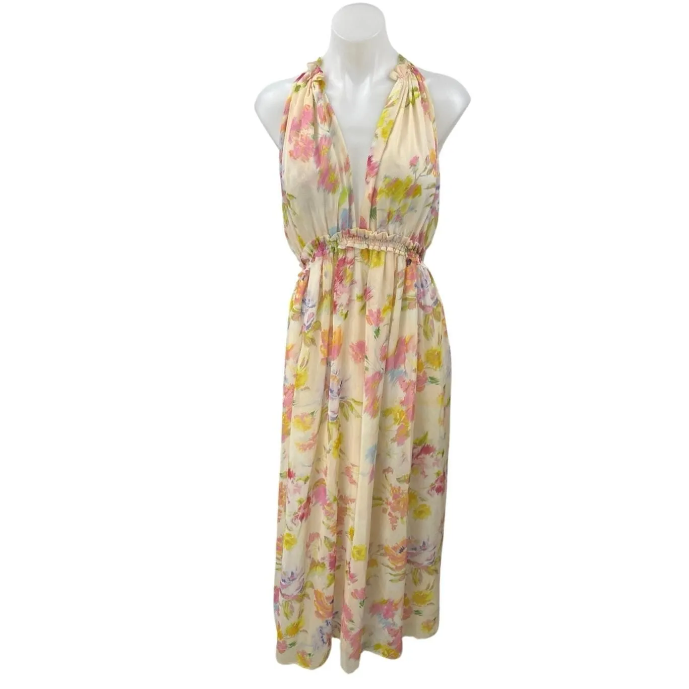 Product image for Zara Multicolor Floral Chiffon Sleeveless Cami Camisole Maxi A-line Tank Dress L - Dresses - pre-owned---excellent - Zara