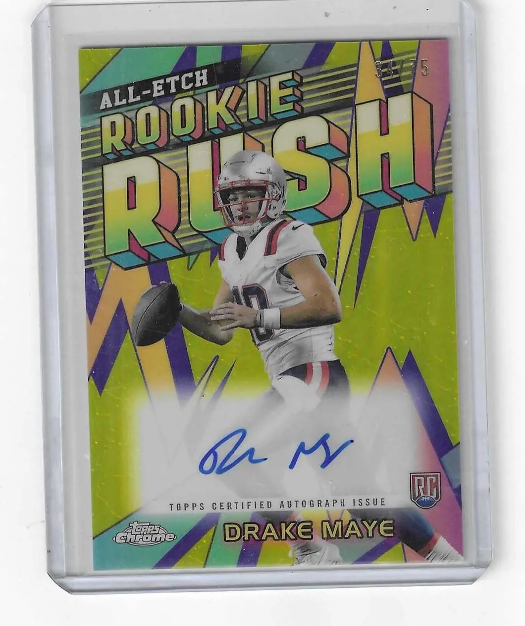 Product image for 2024 Topps Chrome All-Etch Drake Maye RC Auto--Pats - Drake Maye - 2024 - Football - RC - Topps - Drake Maye - 2023 Topps Chrome All-Etch - Yes