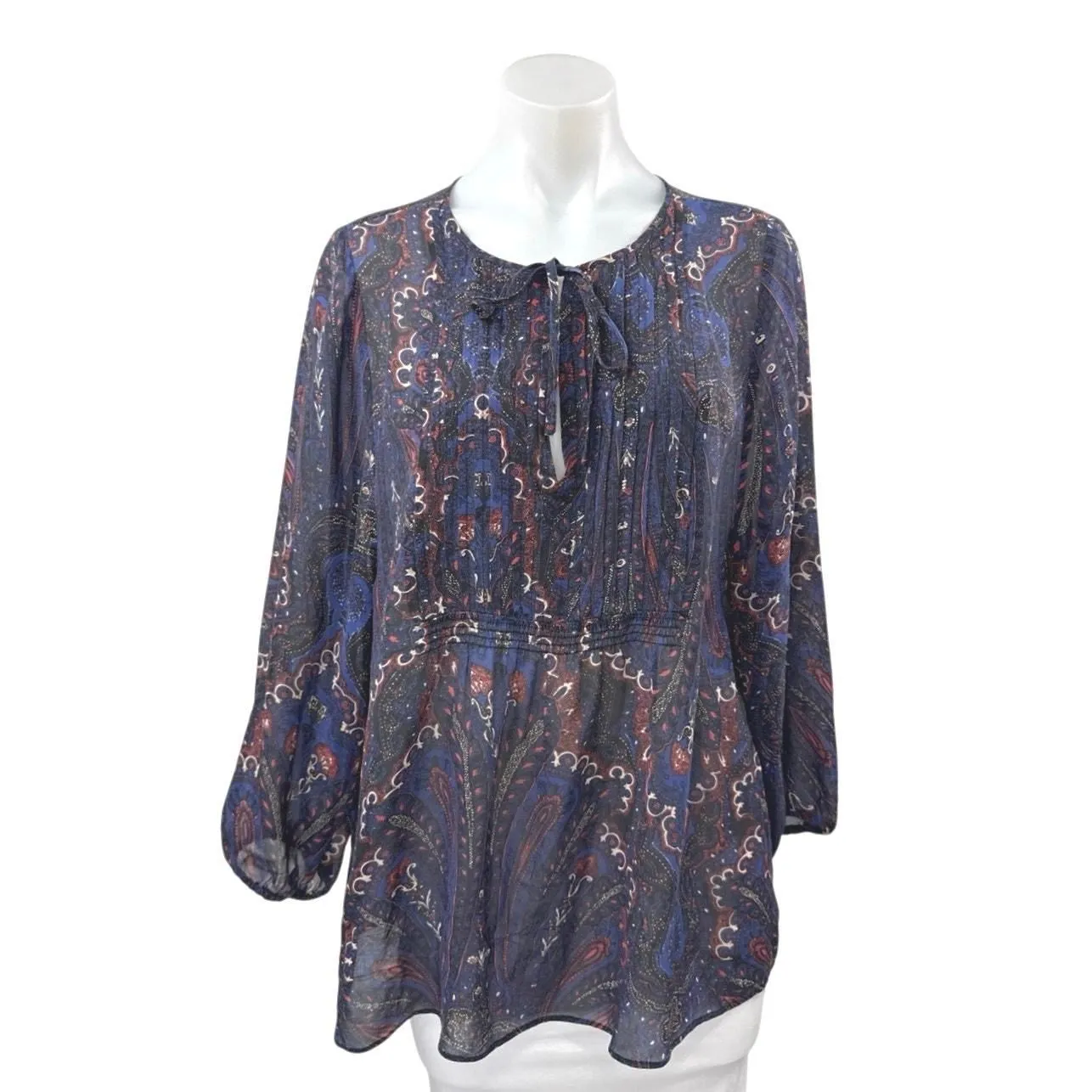 Product image for Joie Multicolor Long Sleeve Tie Neck Paisley Floral Tunic Blouse Top Size L  - Tops - pre-owned---excellent - Joie