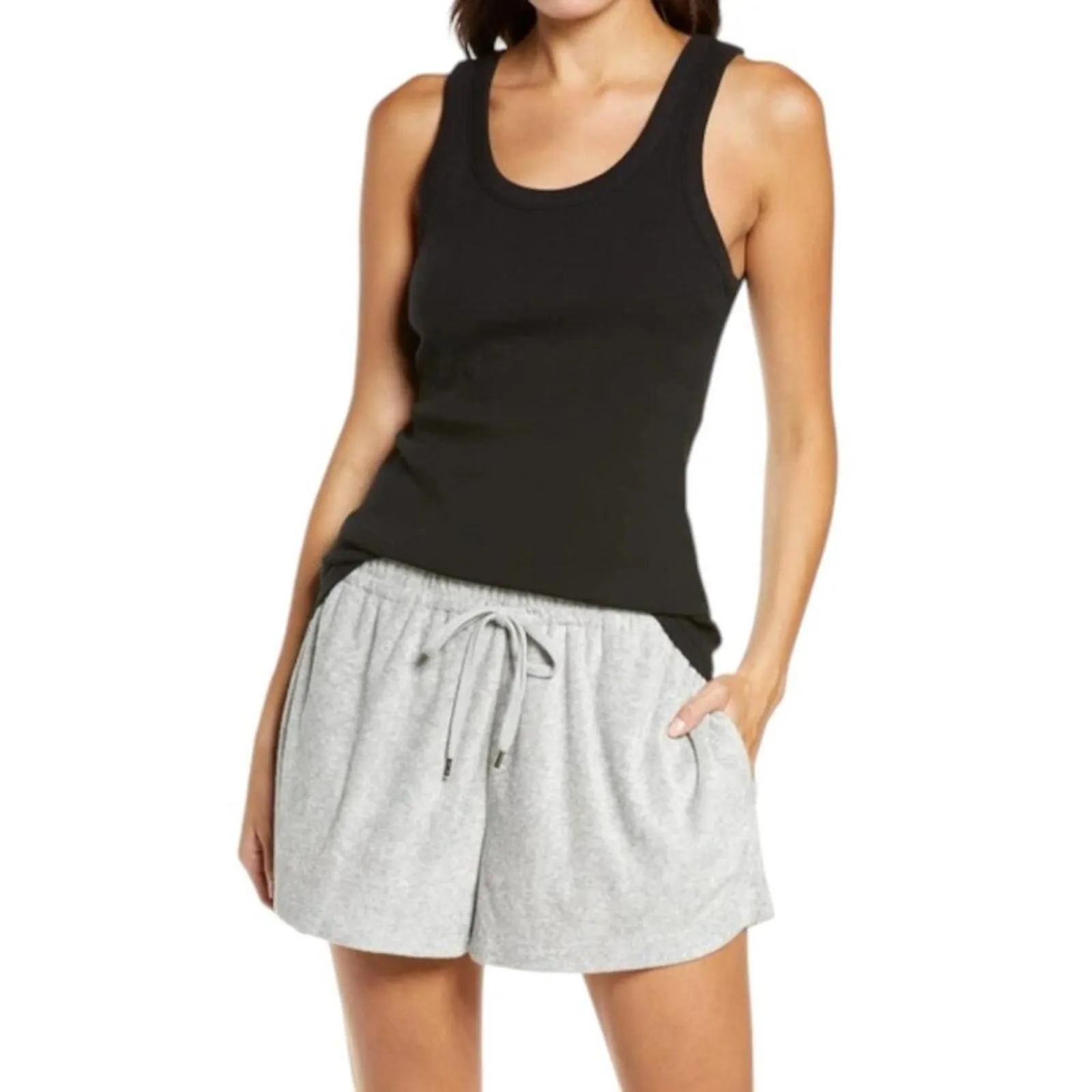Product image for Papinelle Ribbed Shelf Bra Tank in Black Size Small NWT $35 MSRP - papinelle