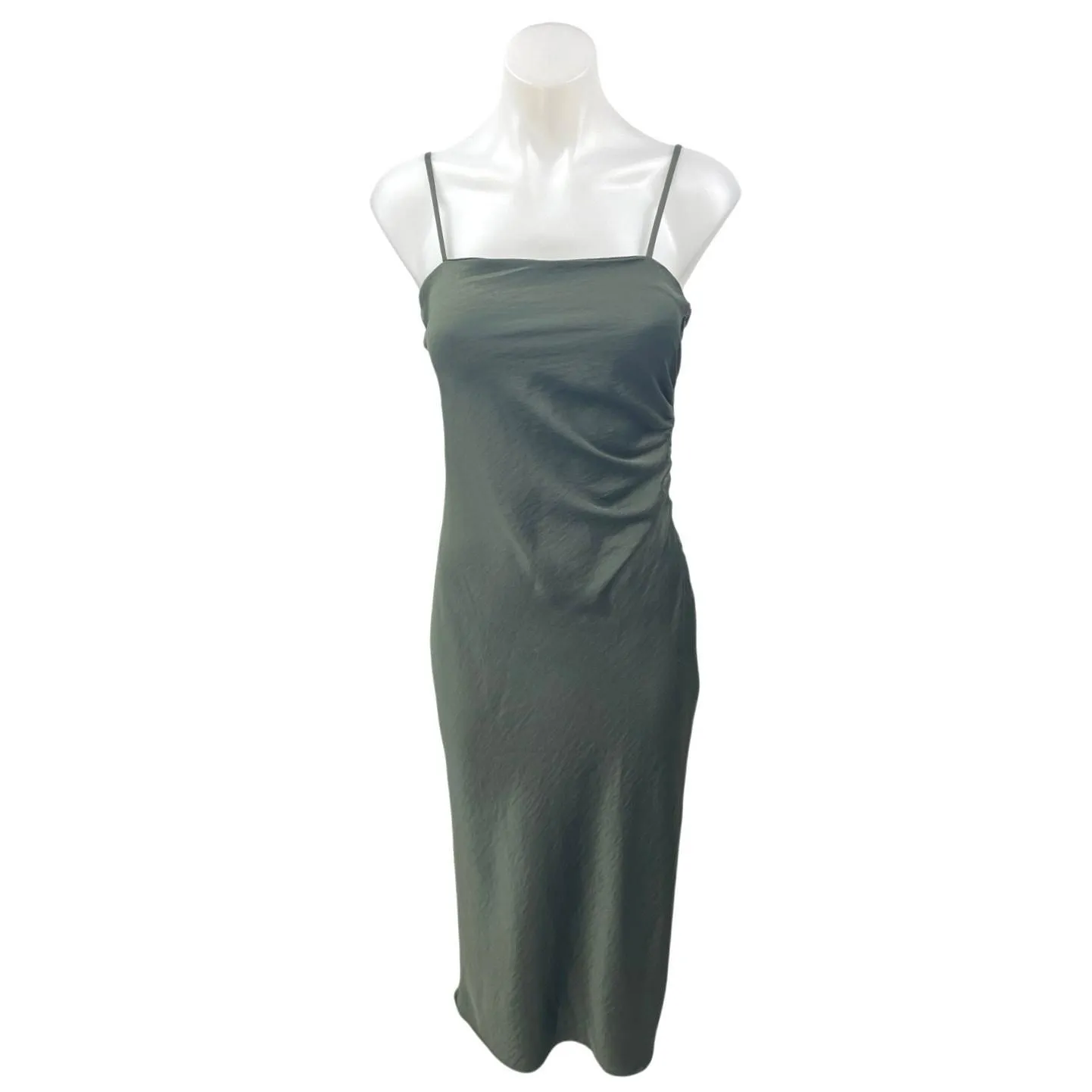 Product image for Zara Women's Green Silky Satin Sleeveless Cami Camisole Midi Tank Slip Dress XS - Dresses - pre-owned---good - Zara