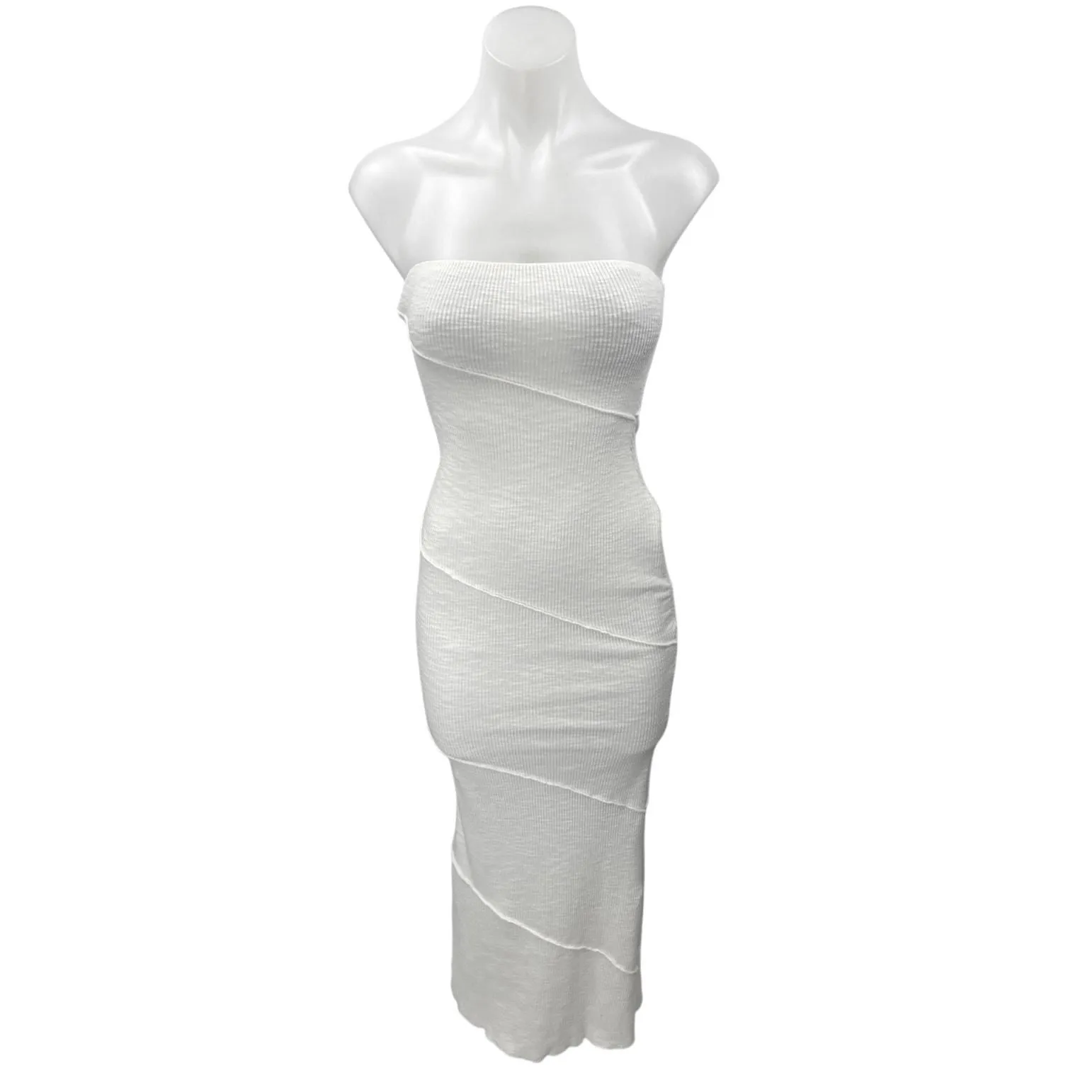 Product image for Princess Polly White Sleeveless Strapless Bandeau Midi Bodycon Tank Tube Dress 4 - Dresses - pre-owned---excellent - Princess Polly