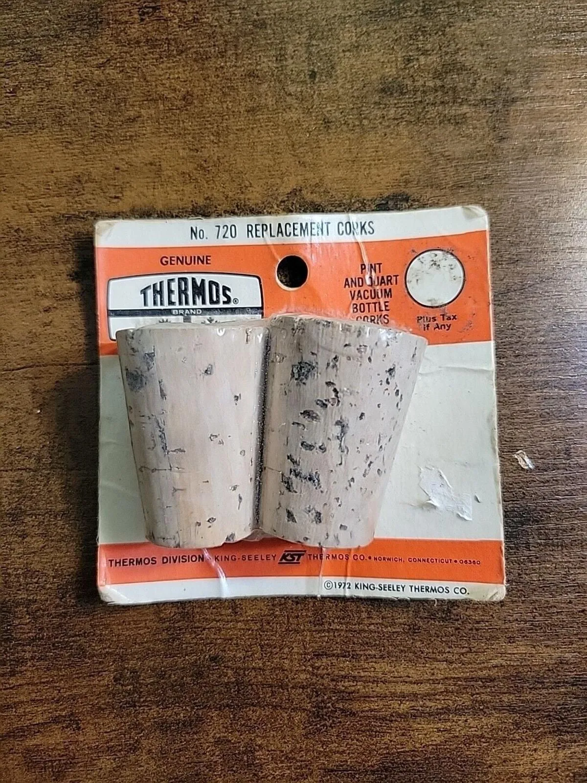 Product image for Vintage 1972 NOS Genuine Thermos Brand Vacuum Bottle Cork 2-Pack King-Seeley 720