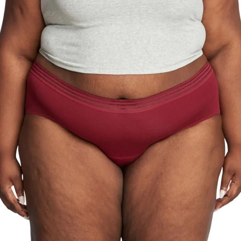 Product image for Thinx Everyday Comfort Lace Brief Period Underwear in Rhubarb, Size S - new-with-tags - thinx