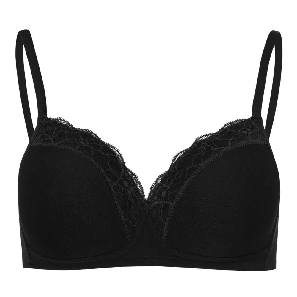 Product image for Hanro CottonLace Spacer Soft Cup Bra in Black, Size 34C - new-with-tags - Hanro