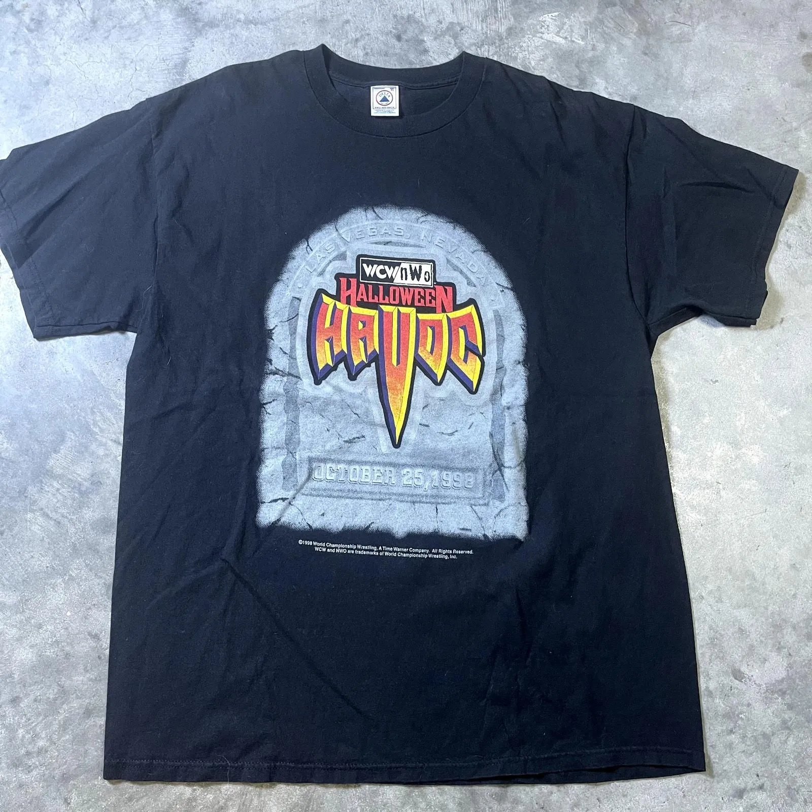 Product image for Vintage 1998 Delta WWE nWo Halloween Havoc T-Shirt - pre-owned---good - Delta