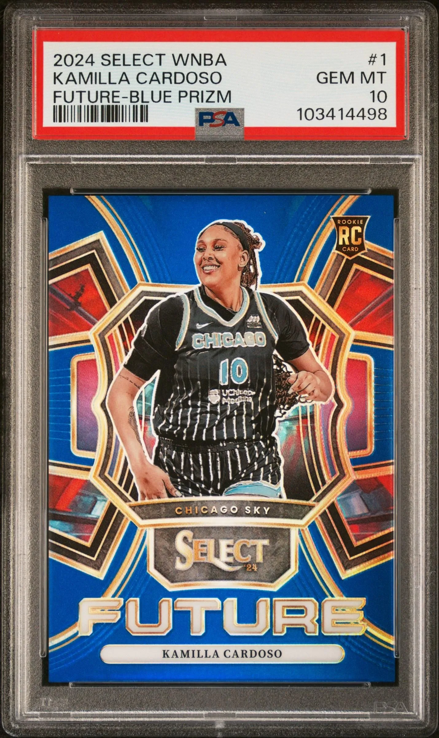 Product image for 2024 Panini Select Wnba Select Future #1 Kamilla Cardoso Future-Blue PSA 10