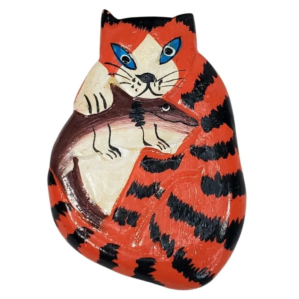 Product image for Tiger Brooch Handmade Hand Painted Vtg Pin 2.5" Animalcore - Brooch - pre-owned---good