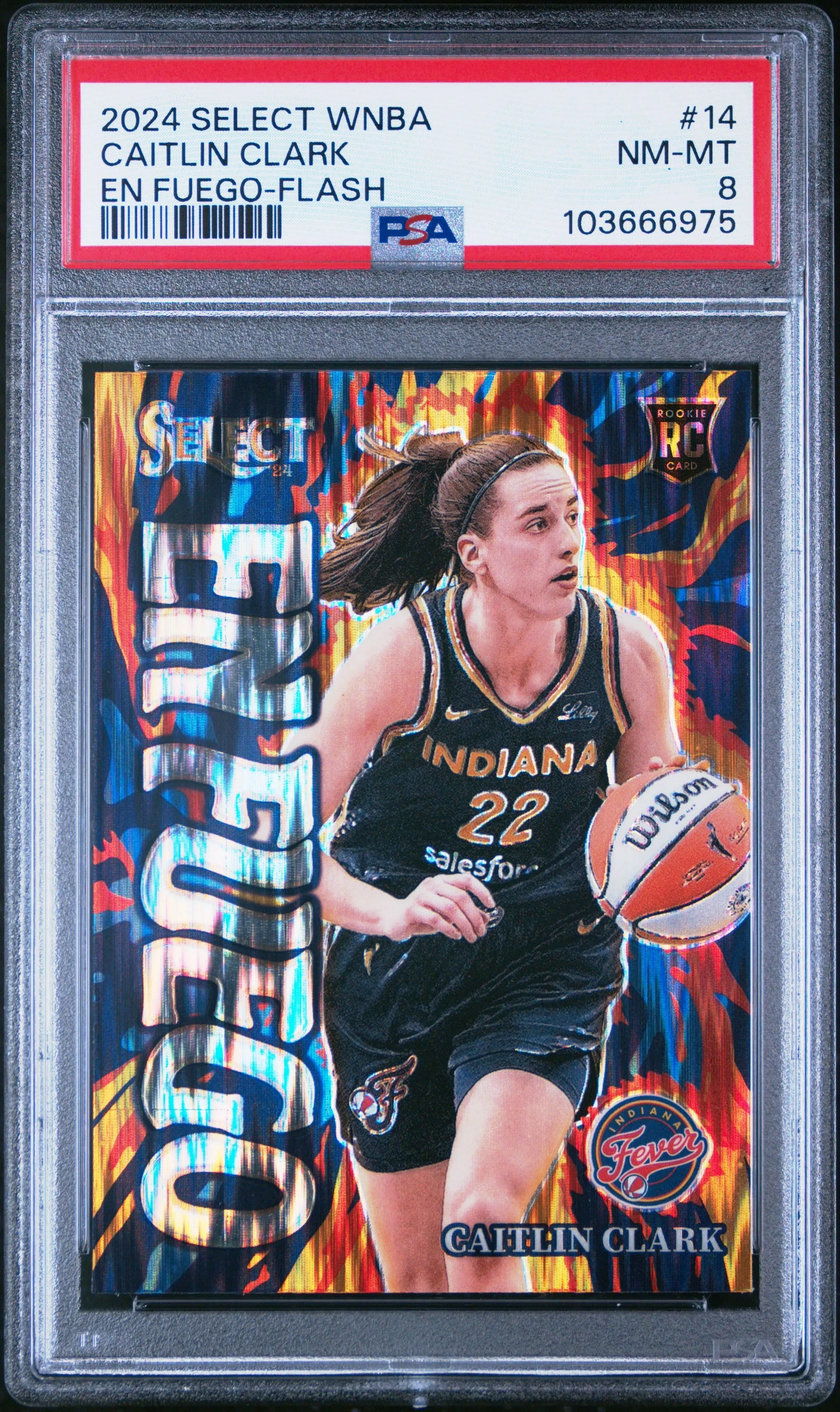 Product image for 2024 Panini Select Wnba En Fuego #14 Caitlin Clark En Fuego-Flash PSA 8