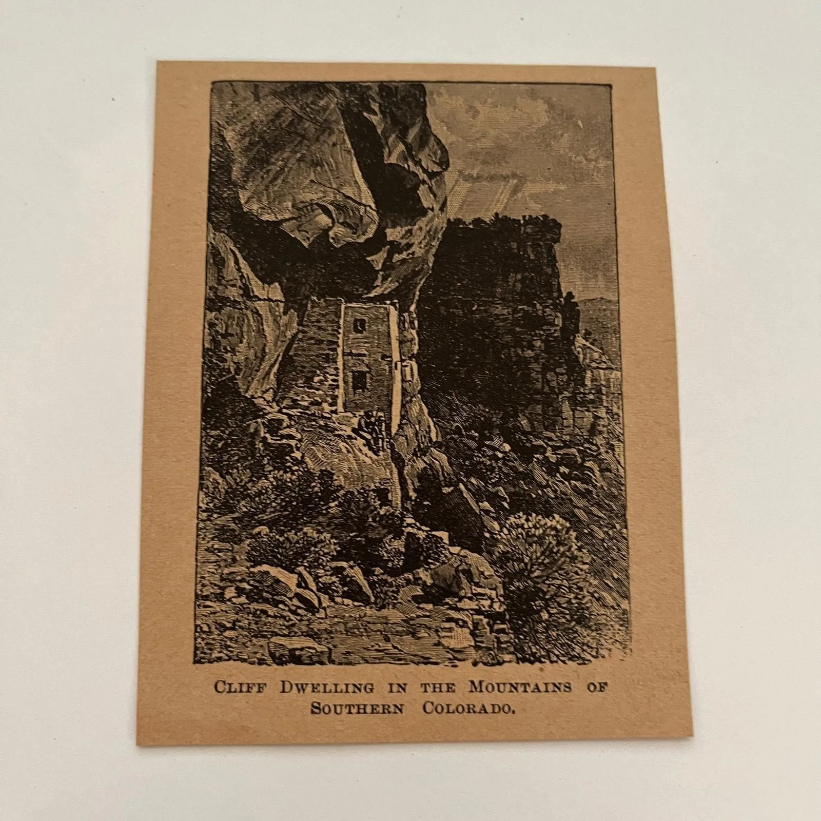 Product image for Cliff Dwelling in the Mountains of Southern Colorado 1894 Art Engraving SAG4-8