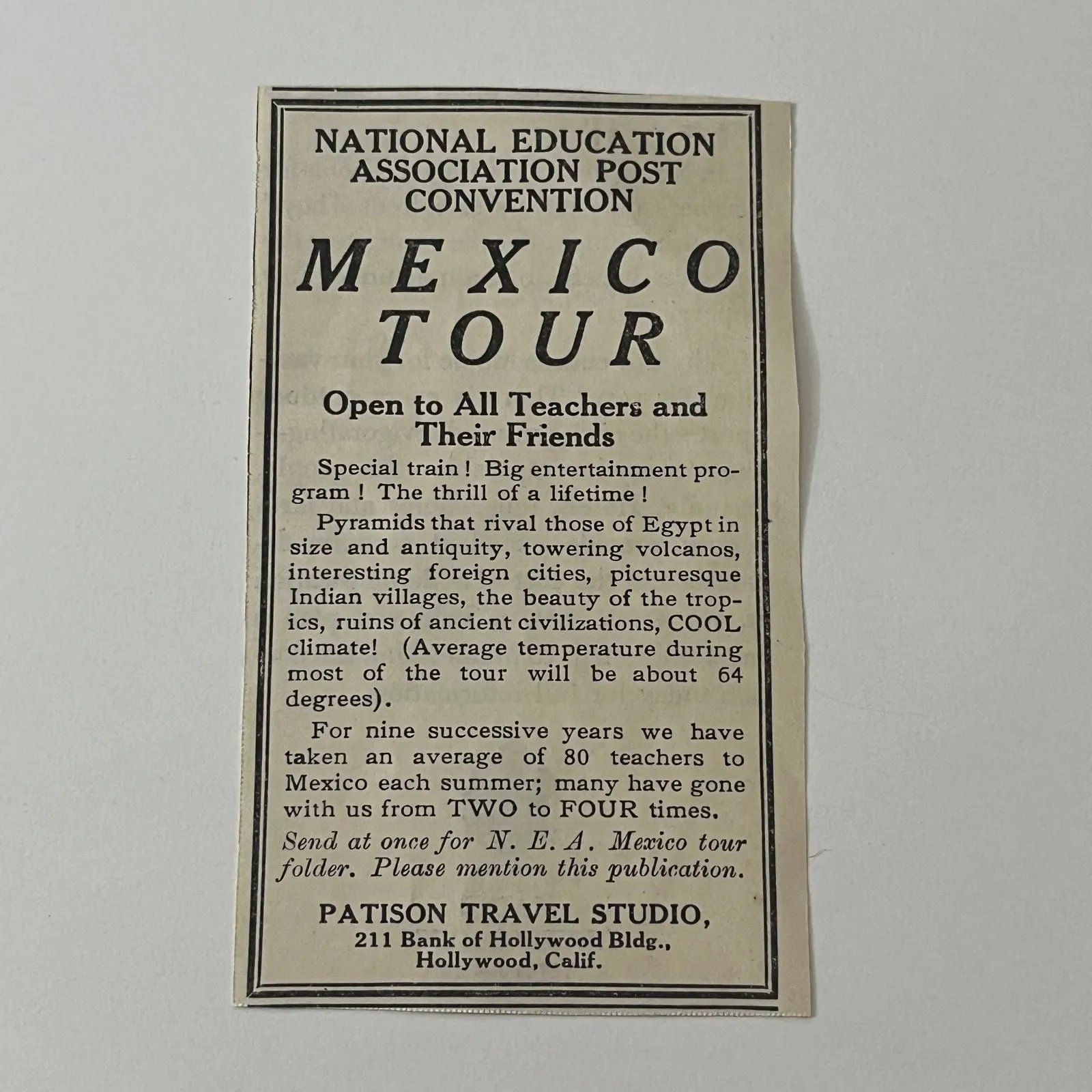 Product image for Patison Travel Studio Hollywood CA 1931 Magazine Ad SAG4-1