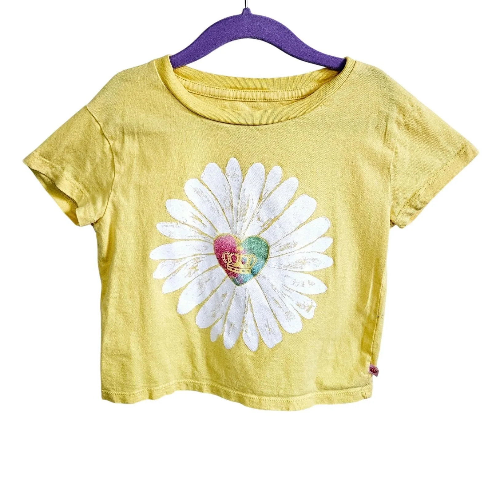 Product image for Juicy Girls Size XS Tee Shirt Yellow With Daisy Crown Graphic Preppy Y2K - Juicy Couture