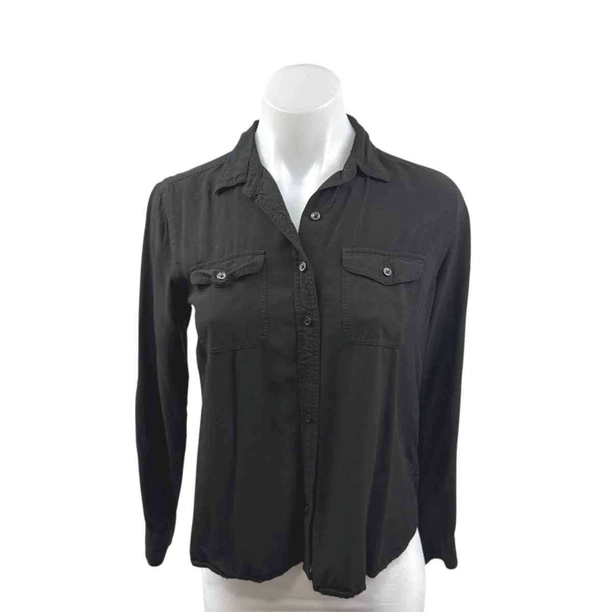 Product image for Ann Taylor LOFT Women's Black Pocket Long Sleeve Button Down Shirt Top Size XSP - Tops - pre-owned---good - Ann Taylor