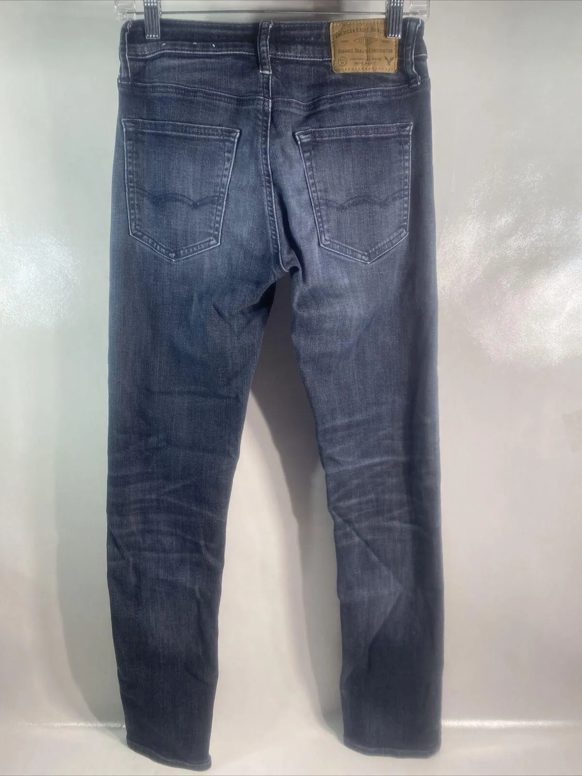 Product image for American Eagle Jeans Mens 28x32 Slim Taper Black Denim Work Extreme Flex Stretch