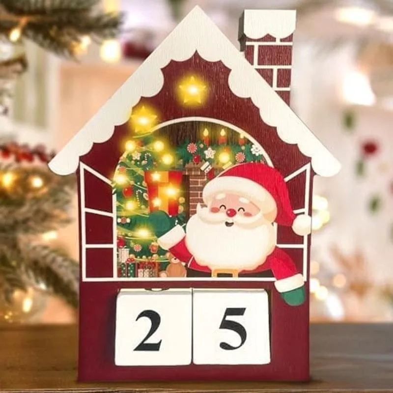 Product image for Christmas Countdown Wooden Advent Calendar, Reusable Home Desk Decoration 