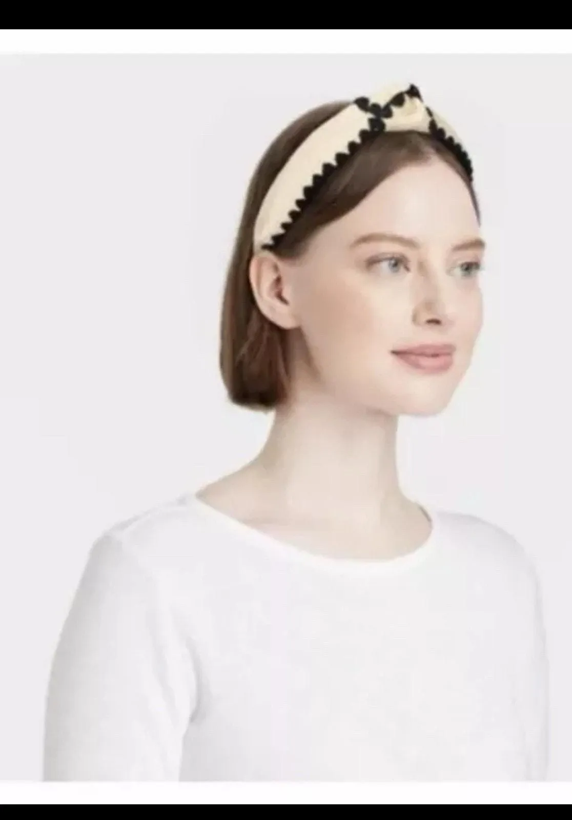 Product image for Universal Thread Top Knot Raffia Headband Tan/Black NWT