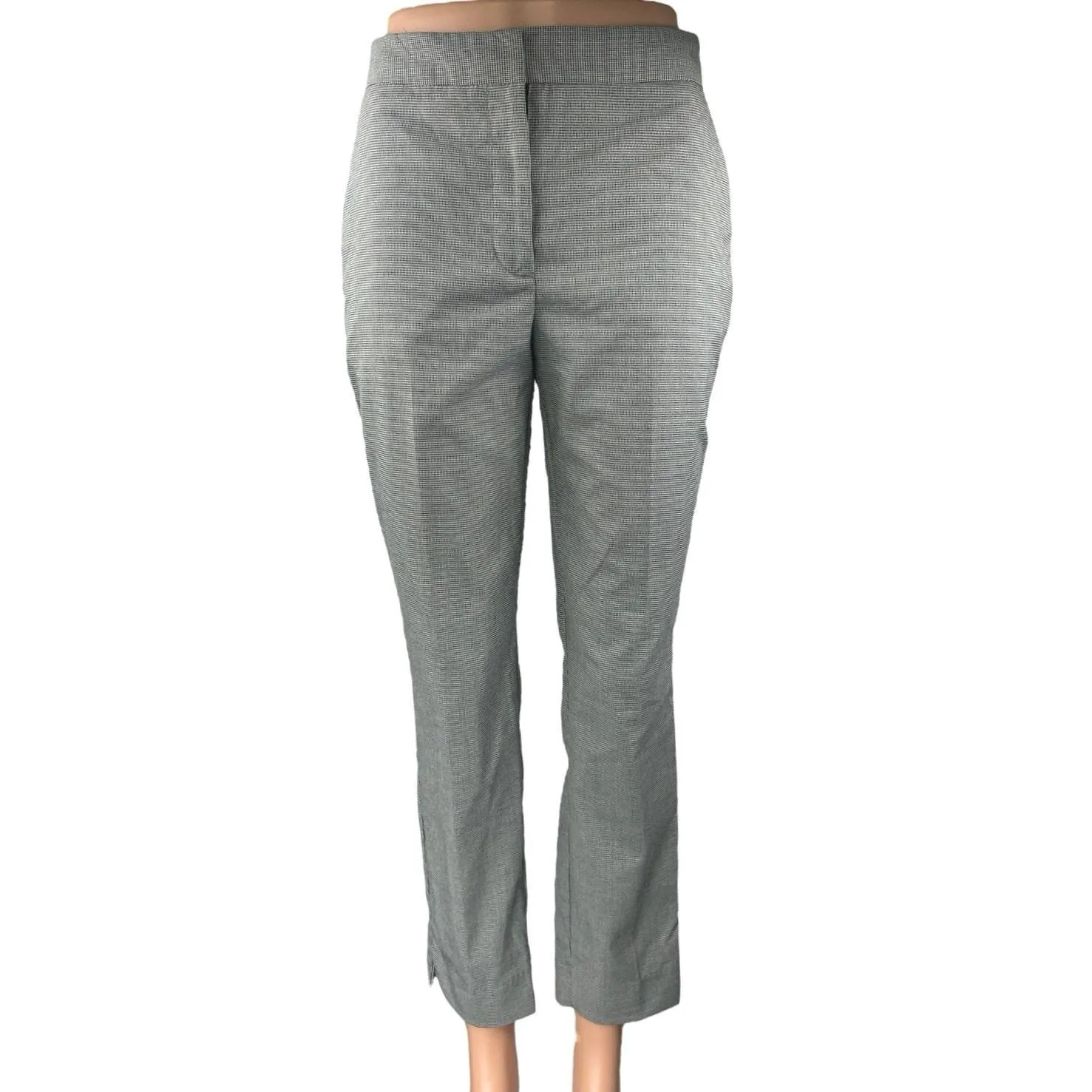 Product image for Zara Women's Gray Houndstooth Tapered Straight Cropped Trouser Dress Pants Sz 2  - Bottoms - pre-owned---excellent - Zara