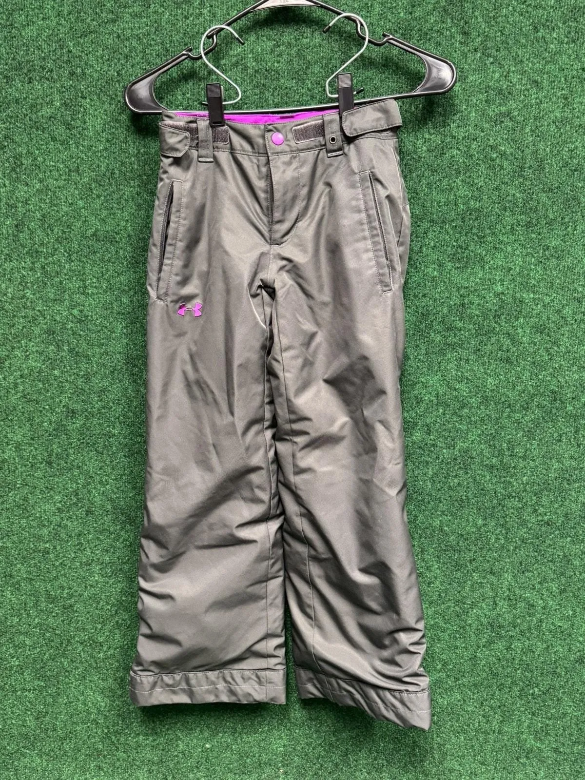 Product image for Under Armour Snow Pants Kids / Girls Youth Extra Small YXS - Gray & Purple
