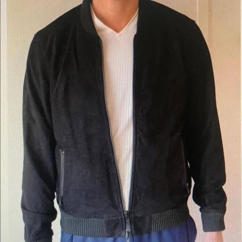 Product image for DSTLD Black 100% Genuine Suede Bomber Jacket Size XL made in India - pre-owned---good - DSTLD