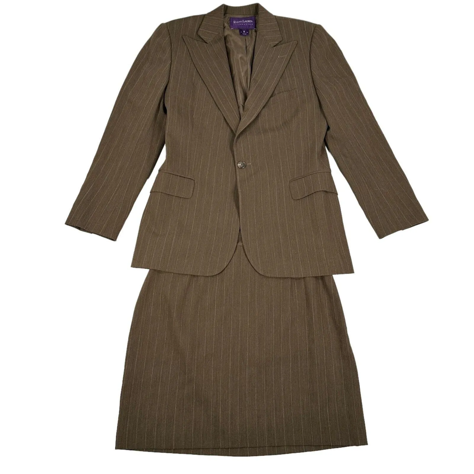 Product image for Ralph Lauren Collection Purple Label Blazer Skirt Suit Women 8 10 Striped Brown - pre-owned---good - Ralph Lauren Collection