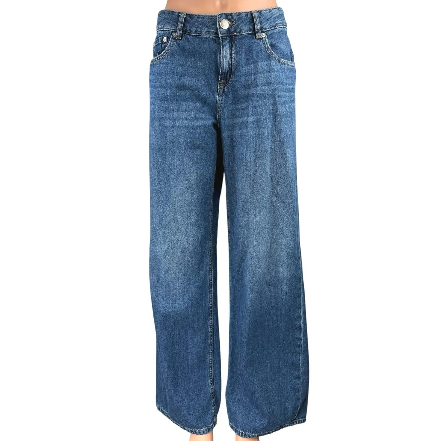 Product image for Aeropostale Aero Baggy Blue High Waist Straight Wide Leg Denim Jeans Pants Sz 8 - Bottoms - pre-owned---good - Aeropostale