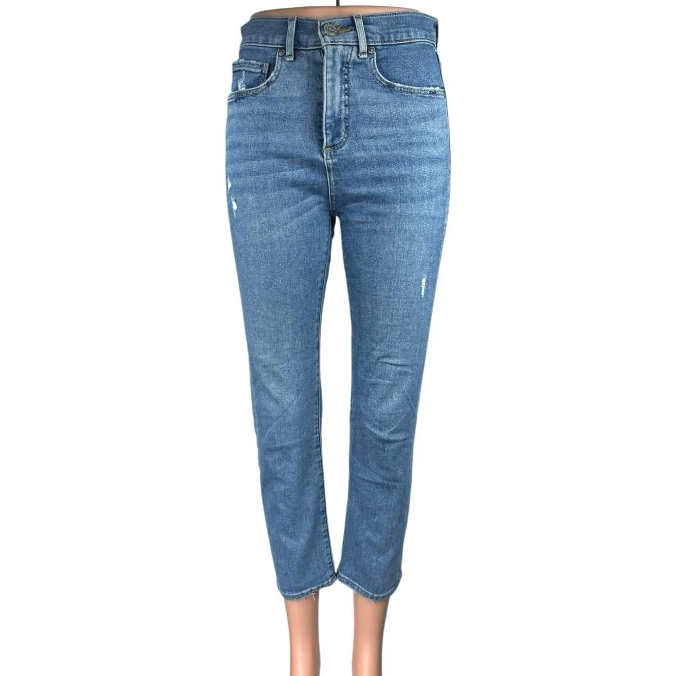 Product image for Ann Taylor LOFT Blue High Waist Straight Skinny Crop Denim Jeans Pants Size 26 - Bottoms - pre-owned---good - Ann Taylor