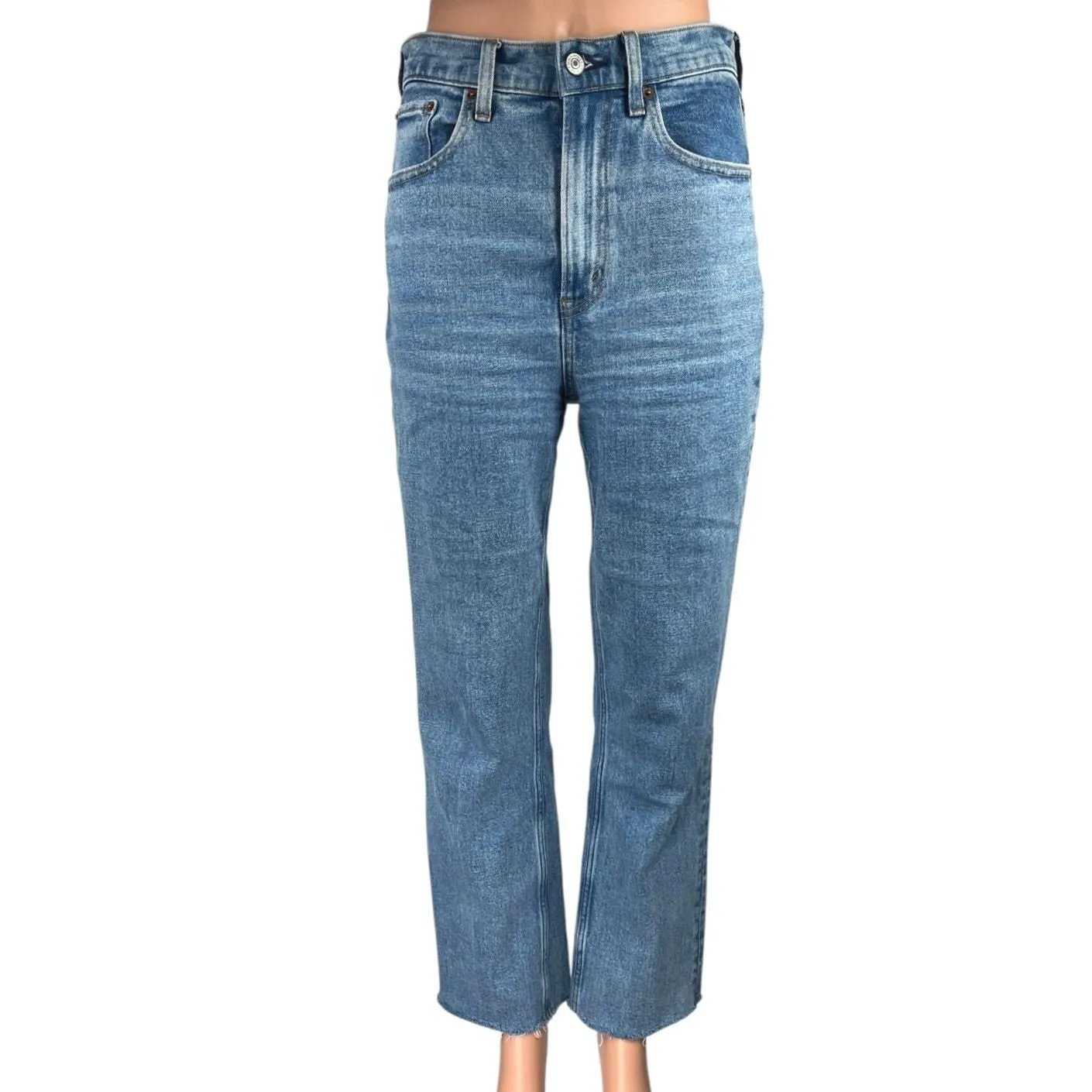 Product image for Abercrombie & Fitch Blue Ankle Straight Ultra High Rise Denim Jeans Pants Sz 26 - Bottoms - pre-owned---excellent - Abercrombie & Fitch