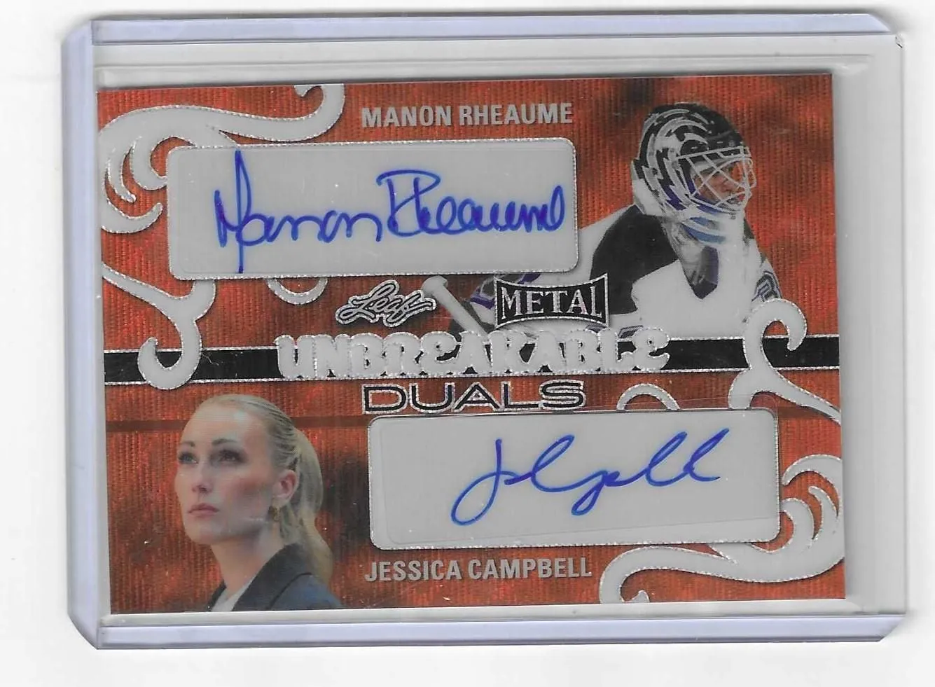 Product image for Manon Rheaume Jessica Campbell 2024 Leaf Metal Dual Auto #1/4 - Ice Hockey