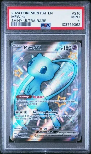 Product image for 2024 POKEMON PAF EN-PALDEAN FATES MEW ex SHINY ULTRA RARE #216 PSA MINT 9 - 103759062 - 103759062