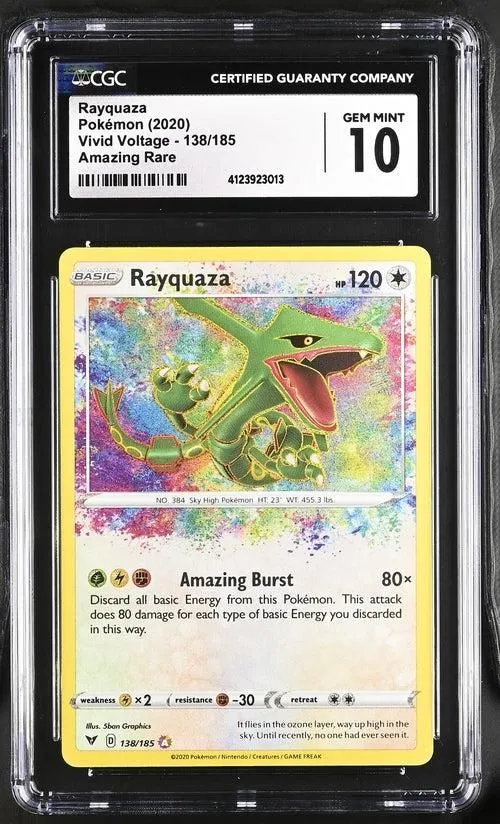 Product image for RAYQUAZA VIVID VOLTAGE #138/185 AMAZING RARE HOLO 2020 ENGLISH CGC GEM MINT 10 - 4123923013 - 4123923013
