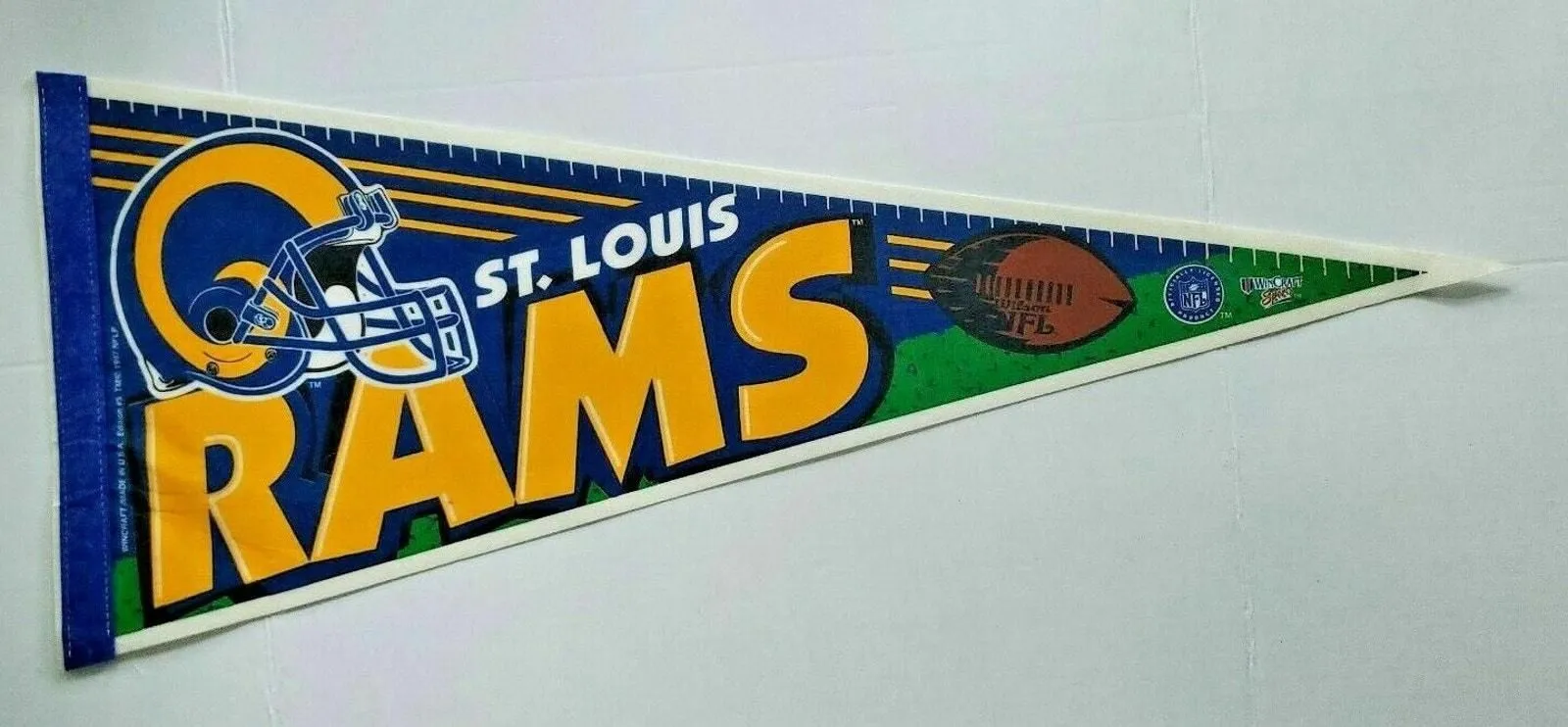 Product image for Rare Vintage 1997 NFL Pennant St. Louis Rams WinCraft Sports 12" x 30" NOS