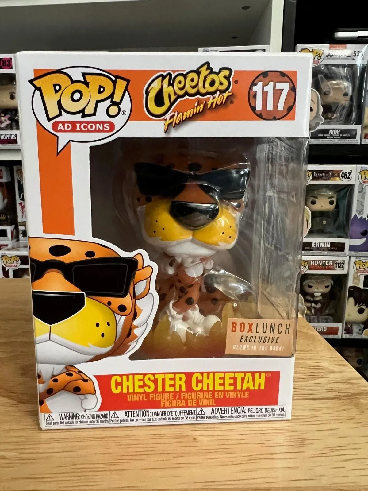 Product image for VAULTED GLOW EXCLUSIVE Chester Cheetah Funko Pop #117 Ad Icons Advertising Vinyl